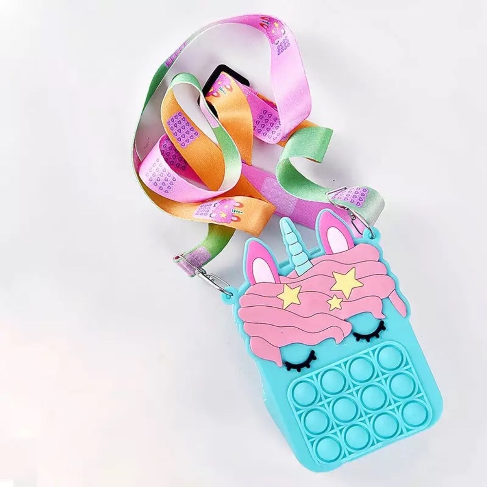 Lt. Blue Pop it Unicorn purse